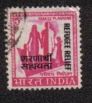 Stamps India -  Family planning overprint