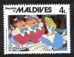 Sellos del Mundo : Asia : Maldivas : Alice Wonderland