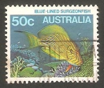 Stamps Australia -  868 - Pez cirujano de rayas azules
