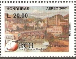 Stamps Honduras -  50 ANIVERSARIO  B.C.H.  PAISAJE  DE  TEGUCIGALPA  DE  MARIO  CASTILLO.