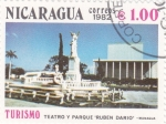 Stamps Nicaragua -  Teatro y parque 