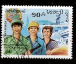 Sellos de Asia - Laos -  10 aniv. fiesta nacional