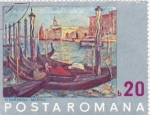 Stamps Romania -  Pintura de Gondolas venecianas