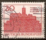 Stamps Germany -  450 Aniversario de sus tesis de Martín Lutero en la puerta de la iglesia del castillo de Wittenberg.