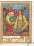 Stamps Romania -  Pintura- soldadoras de toneles