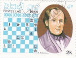 Stamps Laos -  A. Anderssen- maestro del ajedrez