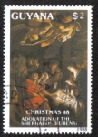 Sellos de America - Guyana -  Adoration of the Shephards: (Rubens)