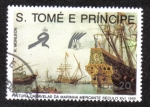 Sellos del Mundo : Africa : Santo_Tom�_y_Principe : Pintura Caravelas Da Marinha MercanteSeculo XVI