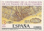 Sellos del Mundo : Europa : Espa�a : V Centenario de la Fundación de Las Palmas de Gran Canaria. Plano de la ciudad, s. XVI