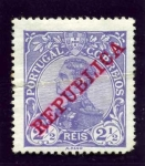 Sellos de Europa - Portugal -  Manuel II con sobrecarga de Republica
