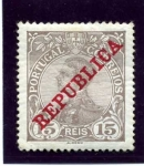Sellos de Europa - Portugal -  Manuel II con sobrecarga de Republica