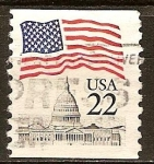 Stamps United States -  Bandera sobre la casa blanca de los Estados Unidos.