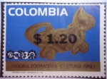 Sellos de America - Colombia -  Figura Zoomorfa - Cultura Sinú.