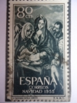 Stamps Spain -  Ed. 1884 - Navidad 1955 - La Sagrada Familia (Greco)