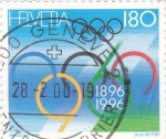 Sellos de Europa - Suiza -  CENTENARIO OLIMPIADAS 1896-1996