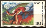 Sellos de Europa - Alemania -  El ciervo rojo - pintura de Franz Marc (1880-1916), pintor alemán.