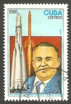 Sellos de America - Cuba -  Día de la astronaútica, Korolev y cohetes