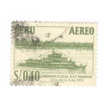Stamps Peru -  Cañonera fluvial BAP Marañon. 3 de octubre 1951