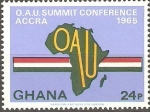 Sellos de Africa - Ghana -  CUMBRE  ACCRA  1965.  MAPA  DE  AFRICA.