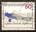 Stamps Germany -  50 Aniv de Lufthansa (compañía aérea pública alemana). Junkers F-13 