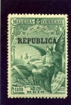 Sellos de Europa - Portugal -  IV Centenario Viaje Vasco de Gama sobrecargado con Republica. Madeira