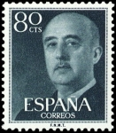 Stamps Spain -  ESPAÑA SEGUNDO CENTENARIO ** 80C VERDE GENERAL FRANCO 