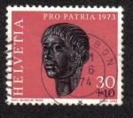 Stamps Switzerland -  Gallic head from Prilly (Roman Age)