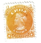 Stamps America - Chile -  Colón. Primera emisión dentada.
