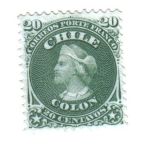 Stamps Chile -  Colón. Primera emsión dentada.