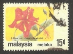 Sellos de Asia - Malasia -  Melaka - Flor de Malasia, hibiscus rosa sinensis