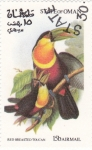 Stamps Oman -  Aves del Paraíso- Tucán rojo