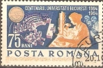Stamps Romania -  CENTENARIO  DE  LA  UNIVERSIDAD  DE  BUCAREST.  MUJERES  ESTUDIANTES  EN  LABORATORIO  Y  AUDITORIO