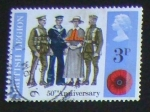 Sellos de Europa - Reino Unido -  Servicemen and Nurse. 50th Anniversary British Legion