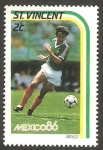 Sellos de America - San Vicente y las Granadinas -  Mundial de fútbol México 86, jugador mexicano