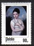 Stamps Poland -  Niña con paloma, artista anónimo, siglo 19