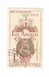 Sellos de Europa - Checoslovaquia -  Olimpiadas Los Angeles 1932. Levantamiento de pesas