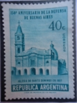 Stamps Argentina -  150º Aniv. de la Defensa de Buenos Aires - Iglesia de Santo Domingo en 1807