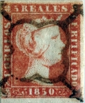 Stamps Spain -  Scott#3 5 reales 1850