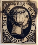 Stamps : Europe : Spain :  Scott#6 6 cuartos 1851