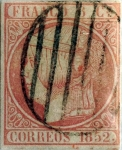 Stamps : Europe : Spain :  Scott#12 6 cuartos 1852