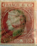 Stamps Europe - Spain -  Scott#12a 6 cuartos 1852