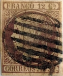 Stamps : Europe : Spain :  Scott#13 12 cuartos 1852