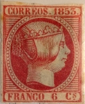 Stamps : Europe : Spain :  Scott#19 6 cuartos 1853