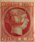 Stamps Spain -  Scott#19 6 cuartos 1853