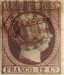 Stamps Spain -  Scott#20 12 cuartos 1853
