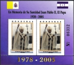 Stamps Honduras -  En Memoria de Su Santidad Juan Paublo II, El Papa 1920-2005