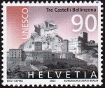 Stamps : Europe : Switzerland :  SUIZA - Tres castillos, murallas y defensas del burgo de Bellinzona