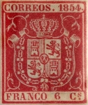 Stamps : Europe : Spain :  Scott#26 6 cuartos 1854