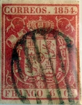 Stamps Spain -  Scott#26 6 cuartos 1854