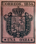 Stamps : Europe : Spain :  Scott#O2 1 onza 1854